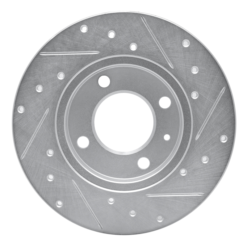 Audi 4000 Brake Rotor (1) - Front Left - R1 Concepts - Drilled & Slotted - Silver - `73-`05
